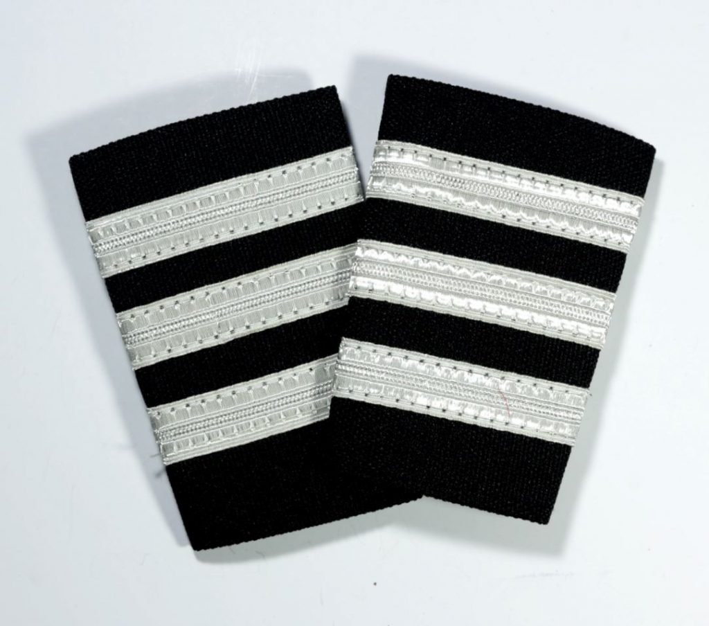 3 Bar premium silver epaulets for commercial pilots-with velcro – Pilot ...